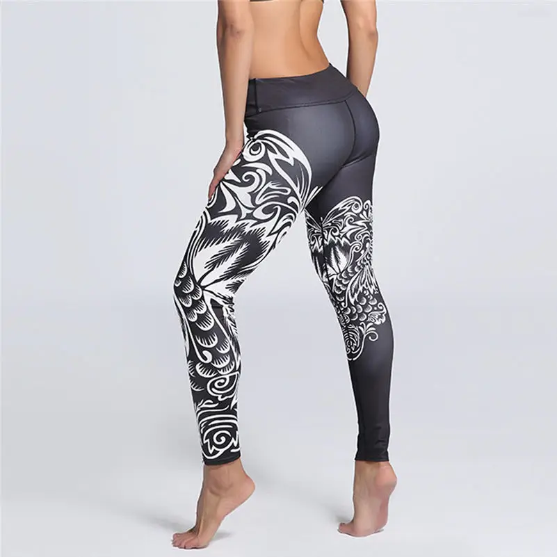 New High Waist Yoga Pants Women's Fitness Sport Leggings Printing Elastic Gym Workout Tights S-XL Running Trousers Plus Size 4az | Спорт и