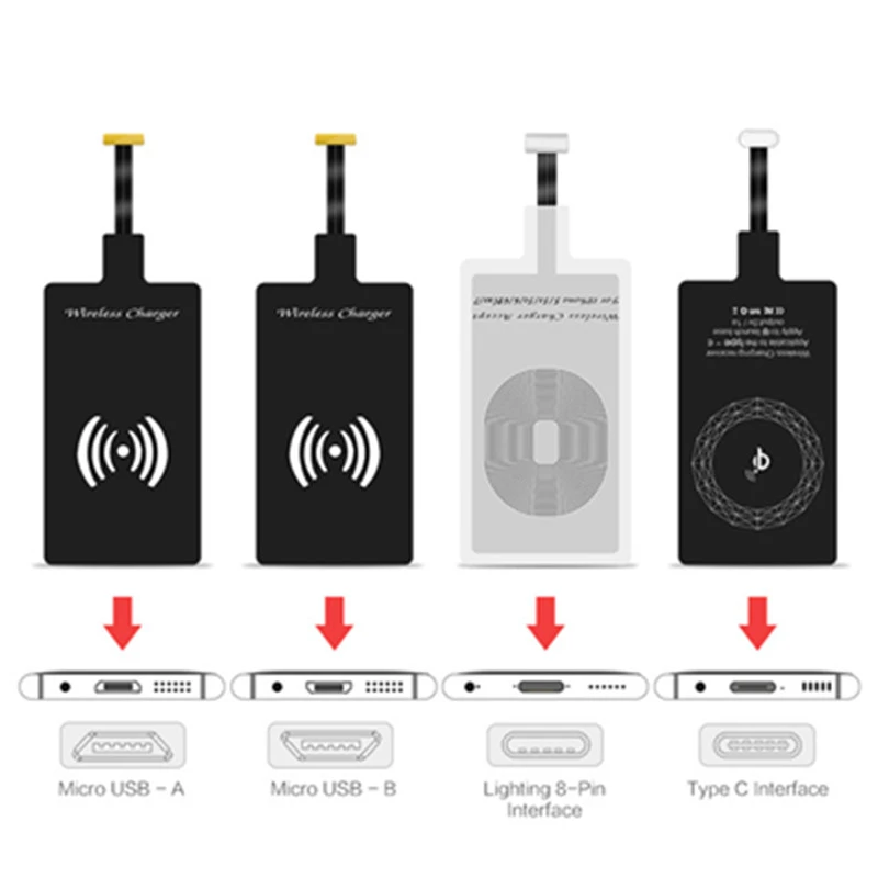 Микро USB Type c QI Беспроводное зарядное устройство приемник Универсальный