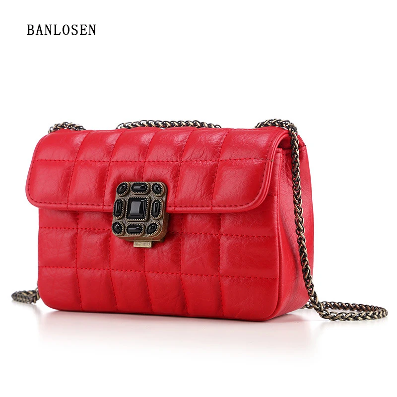Brand Fashion Woman Bag Ladies luxury 100% Genuine Leather Handbag Chain Shoulder Plaid Women Crossbody | Багаж и сумки