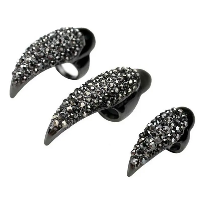 1PCS Fashion Exquisite Gothic Punk Cool Rock Eagle Claw Crystal Rhinestones Finger Nail Hook Ring Jewerly images - 6