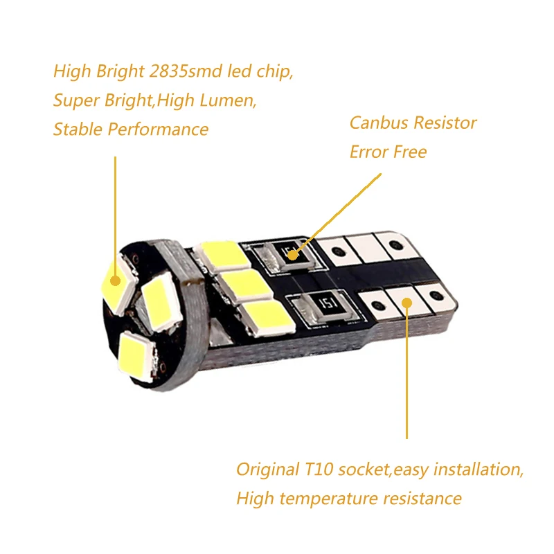 4 шт Автомобильный светодиодный источник света 9 SMD 2835 Светодиодный PCB с can-bus T10 W5W 147