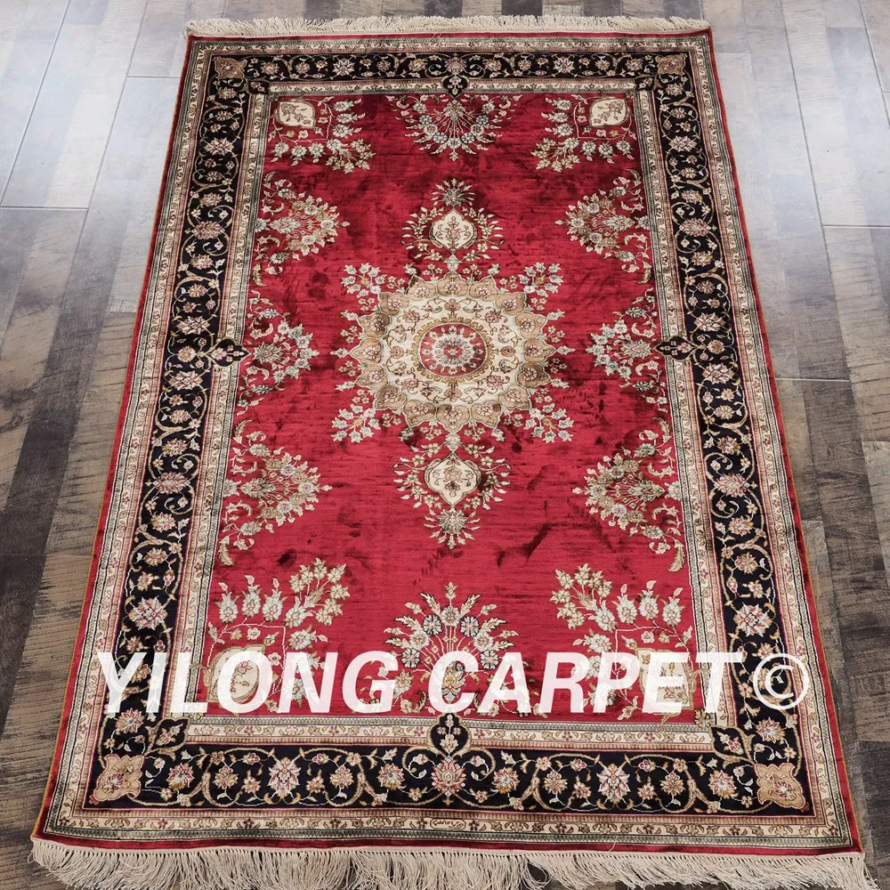 YILONG 4'x6' красные персидские ковры ручной вязки новый дизайн шелк ковер
