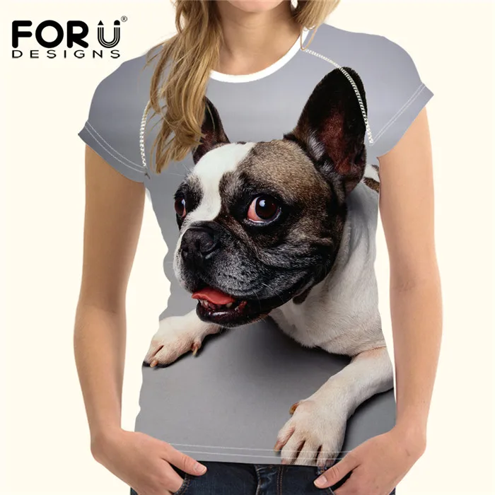 FORUDESIGNS/футболка для женщин, Топы И Футболки, 3D Kawaii Shar Pei, футболка с принтом, женские дизайнерские футболки Harajuku, женская футболка, пара - Цвет: XQ0404BV