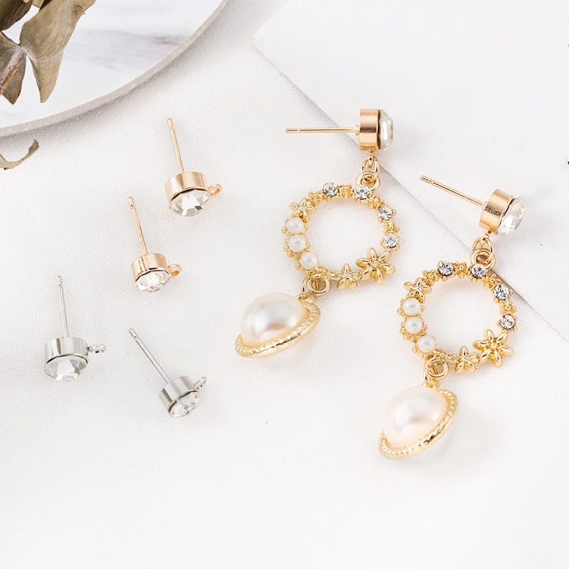 10 шт. Стразы серьги гвоздики золотого цвета аксессуары для изготовления сережек