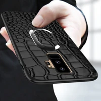 phone case for samsung galaxy s10 s10e s9 plus s7 edge s8 note 8 9 a5 car holder magnetic suction ring bracket crocodile texture