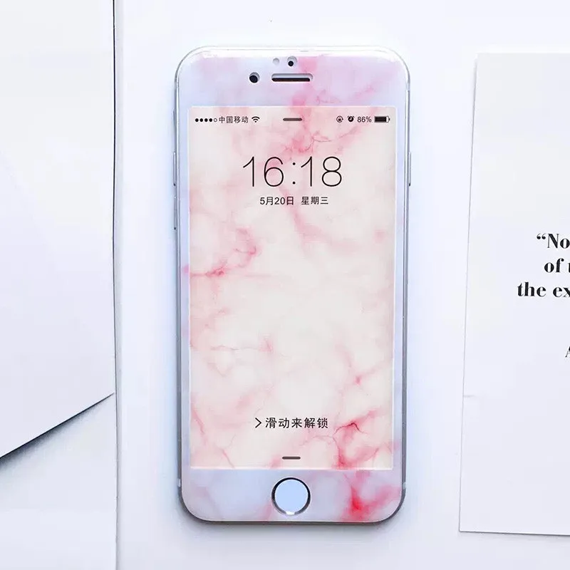 Крутая мраморная защита для экрана из закаленного стекла для iPhone 8, 8 Plus, 6, 6 S, 6 Plus, 7, 7 Plus, полное покрытие, 3D изогнутая декоративная пленка