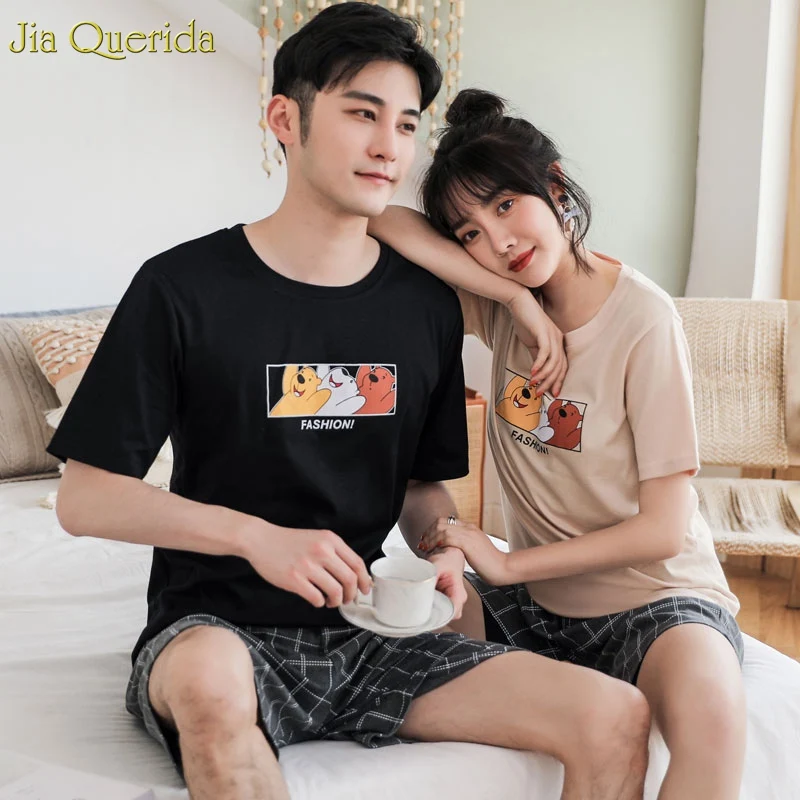 Пара Loungewear Пижама короткая летняя 2019 Новая модная для пары мужские и женские