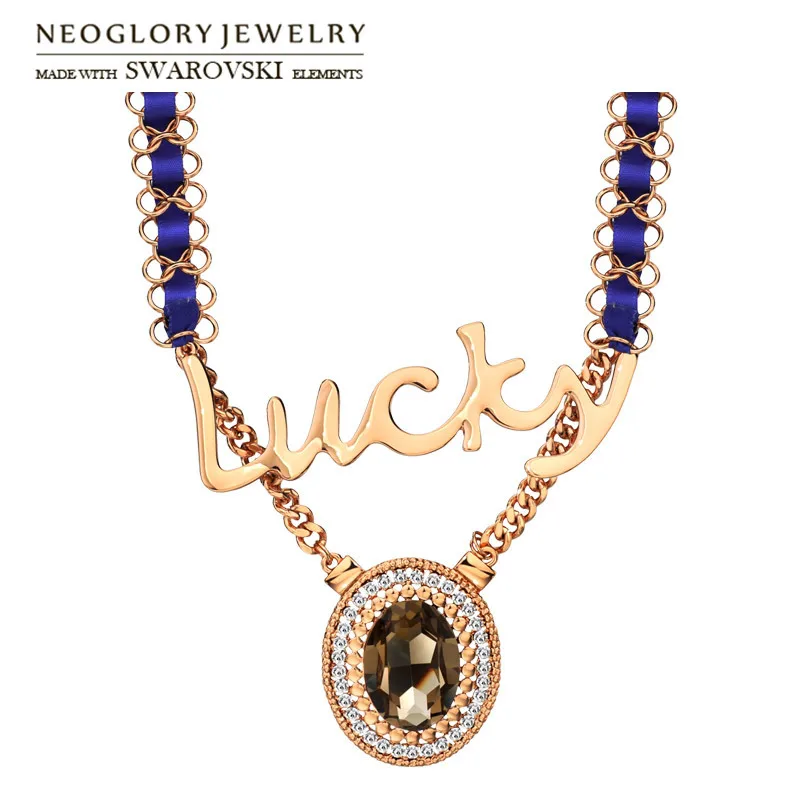 Neoglory австрийские стразы и кристаллы длинное ожерелье с подвеской буквенным