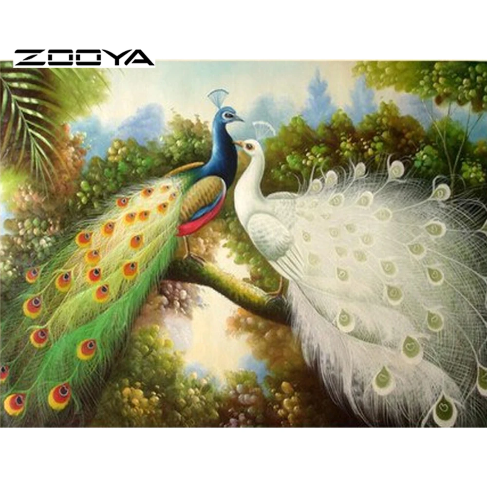 

ZOOYA 2015 New Arrive Needlework Diy Diamond Painting Pasted Painting Square Drill Fashion Wall Decorative Peacock F500