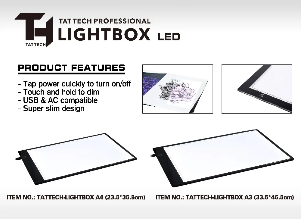 

TAT TECH Professional Tattoo Transfer LED Light Box A4