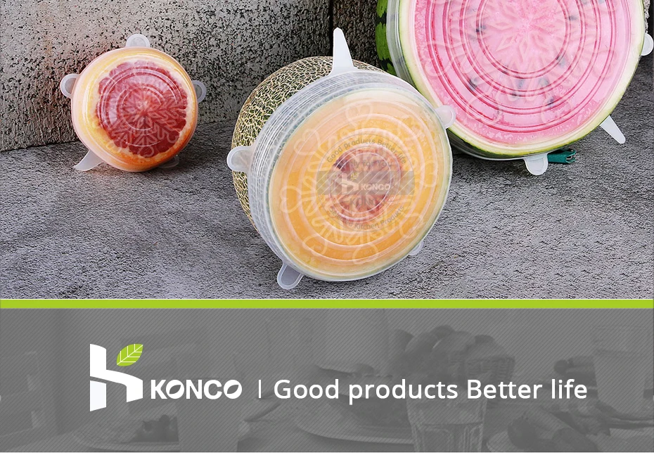 KONCO 6 шт. силиконовые эластичные крышки для кухонной посуды Универсальная крышка Силиконовая пищевая обертка миска горшок ковша Кухонные гаджеты