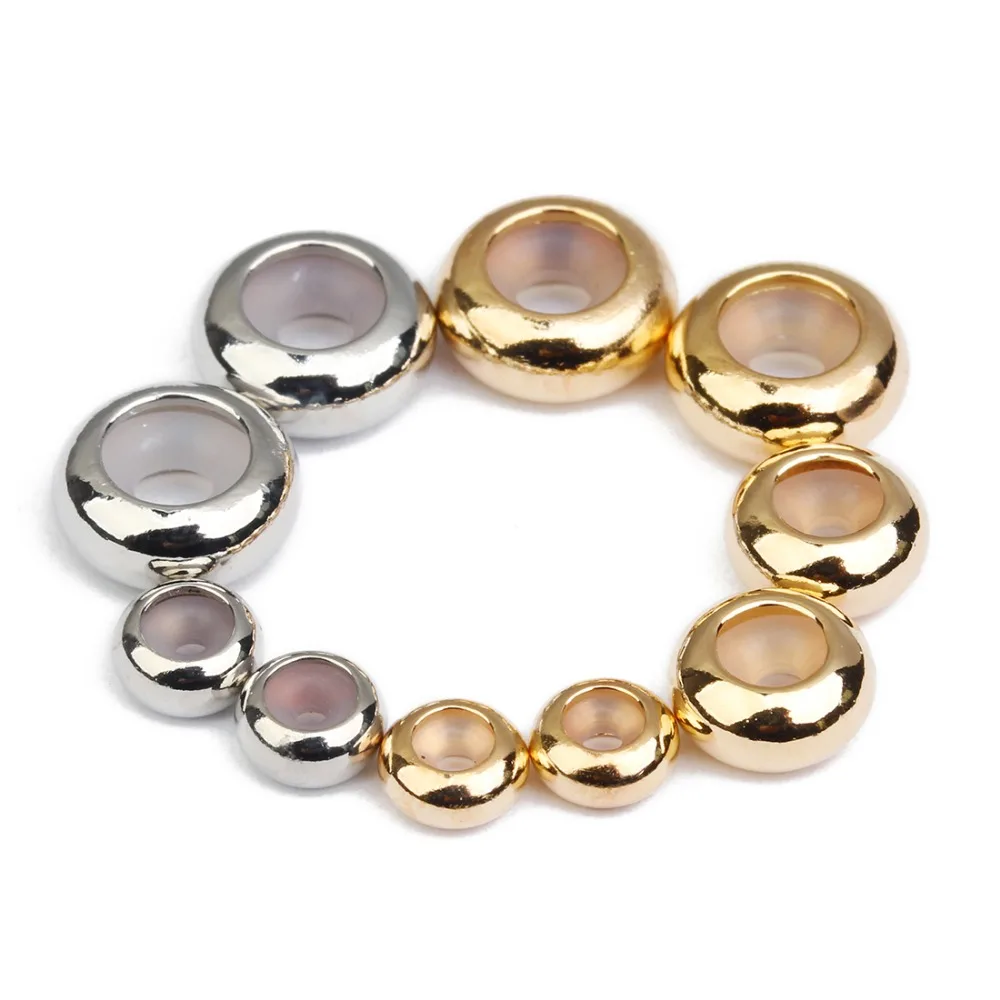 Медные бусины с большим отверстием XINYAO 20 шт. диаметр 6 8 10 мм силиконовые золотые