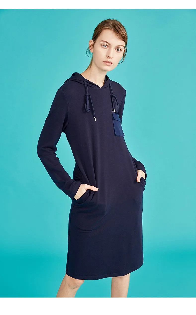 Toyouth Casual Women Jumper Dress Embroidery Pocket Female Skinny Dresses H-Line Brief Straight Loose Fashion Women Vestidos