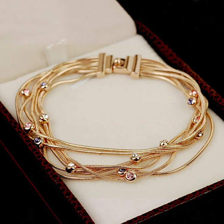 Модные Классические цепи из змеиной кожи 7 шт. многоцветные браслеты кристаллов