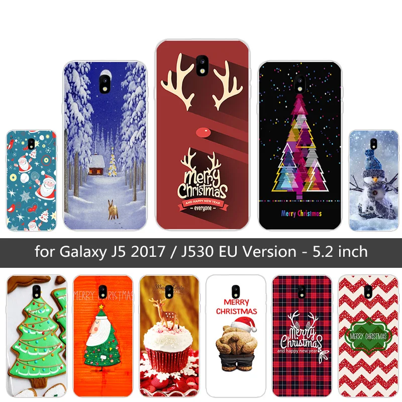 Силиконовый чехол для телефона с рождественским рисунком Samsung Galaxy J5 2017 черный