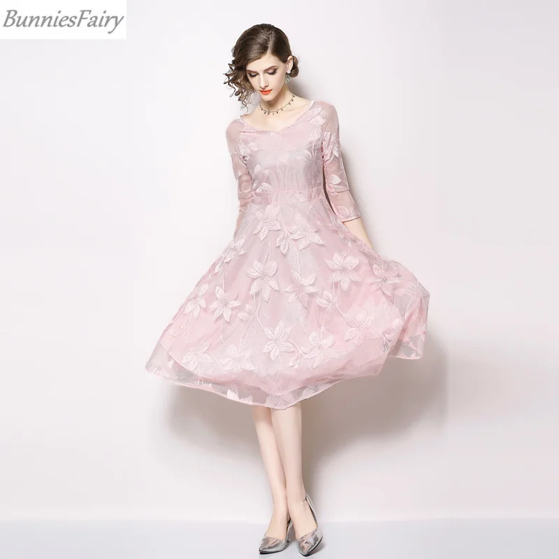 BunniesFairy 2018 осеннее Новое милое женское платье светильник розового цвета с