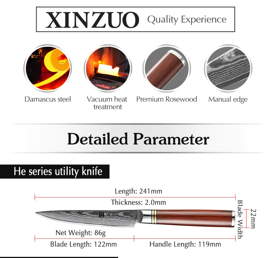 XINZUO 3 PCS Professional Kitchen Knife Set Japanese VG10 Damascus Steel Kitchen Cutlery Sharp Santoku Utility Chef's Knives
