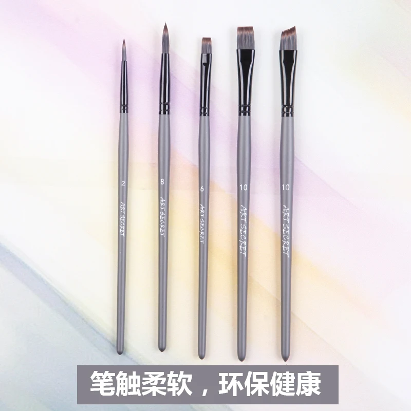 6-Piece Set Taklon Hair Watercolor Paint Brushes with Wooden Handles - Premium Korean Art Supplies image 4