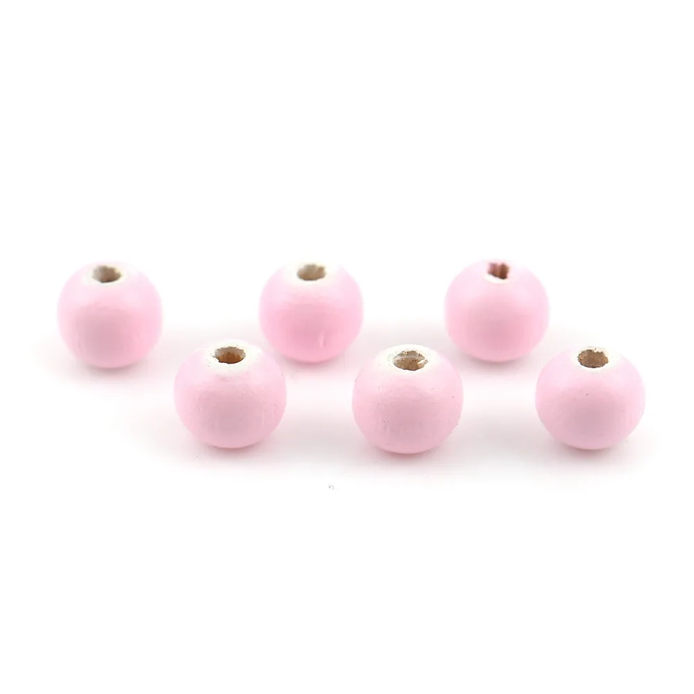 DoreenBeads деревянные разделительные бусины круглые сиренево-розовые диаметром