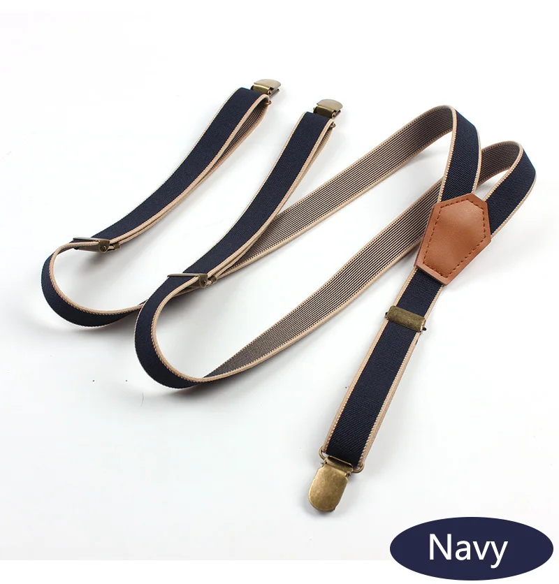 Navy Deepeel 1 шт. 2X110 см винтажный эластичный ремень унисекс Модные узкие подтяжки 3 зажим эластичная лента Регулируемый джинсовый костюм подтяжки - Цвет: Navy