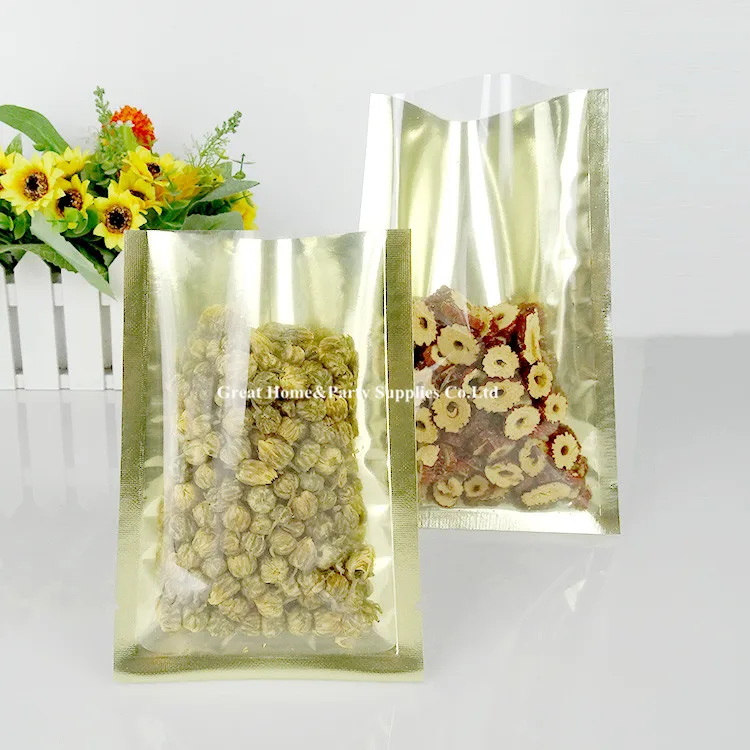 Плоские прозрачные/золотистые/Серебристые пакеты с тремя боковыми уплотнениями