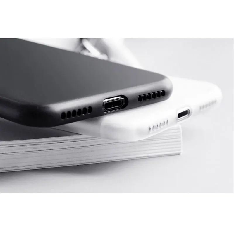 Capinha для iPhone 7 8 6 6s Plus матовый белый черный силиконовый чехол i Phone s Apple Чехлы мягкие