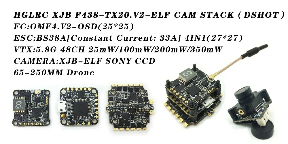 HGLRC XJB F438 TX20.V2 ELF DSHOT игровые джойстики летать башня BS38A VTX для 100 110 130 Квадрокоптер