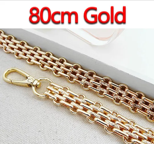 80cm Gold 120 см Широкие ремни для сумок DIY 40 см-140 см золото, серебро, черный пистолет, бронза 16 мм металлическая цепочка плечевой ремень ручка для больших сумок - Цвет: 80cm Gold