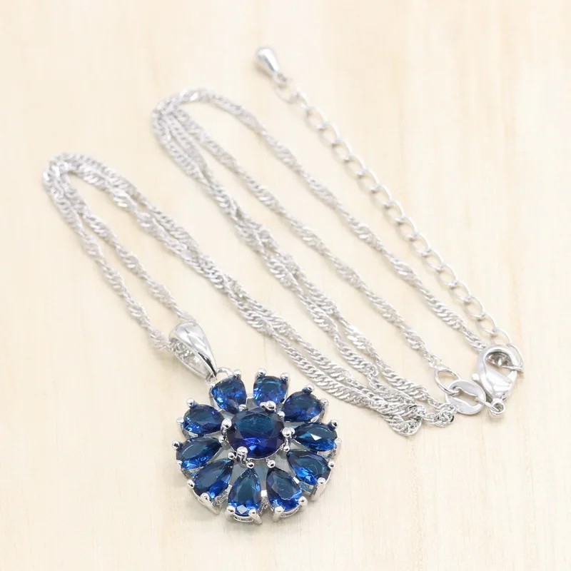 Женское ожерелье с подвеской в виде синего и зеленого цветка|Подвески| |