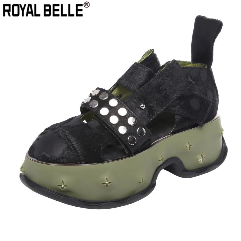 Королевский Belle/ г.; женские кроссовки на платформе с конским волосом; летние кроссовки с металлическими заклепками; женская обувь высокого качества; Новая женская обувь