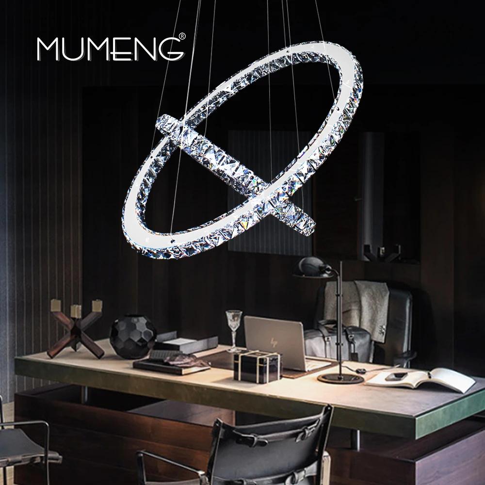 mumeng LED Crystal Chandelier Modern Ring Hanging Kitchen Lamp 3/2/1 Circle Dining Room Living Light Fixture | Лампы и освещение