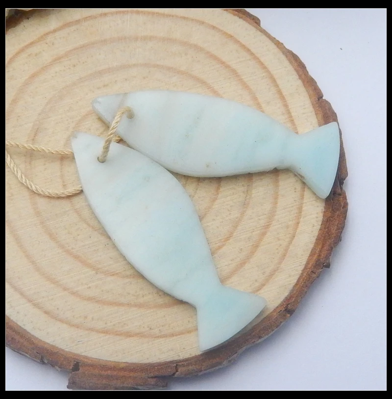 Распродажа 1 пара натуральных камней Амазонит Резные Рыбы драгоценные камни