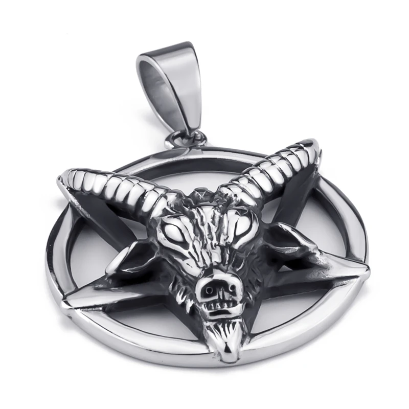 Мужская подвеска на цепочке Baphomet Goat Pentagram Devil Shar Amulet из нержавеющей стали, ювелирные изделия, длина 45-90 см.