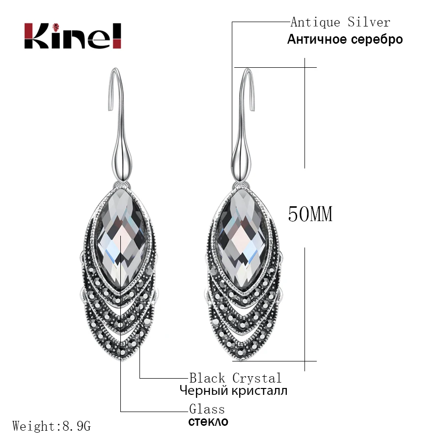 Популярные винтажные геометрические висячие серьги Kinel для женщин ромб Кристалл