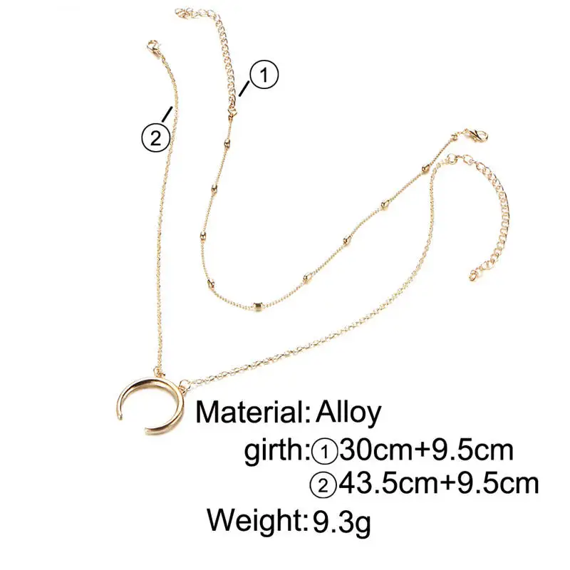 Цвет серебристый Золотой Jewelry полумесяц Колье и Подвески двойной цепи слоистых