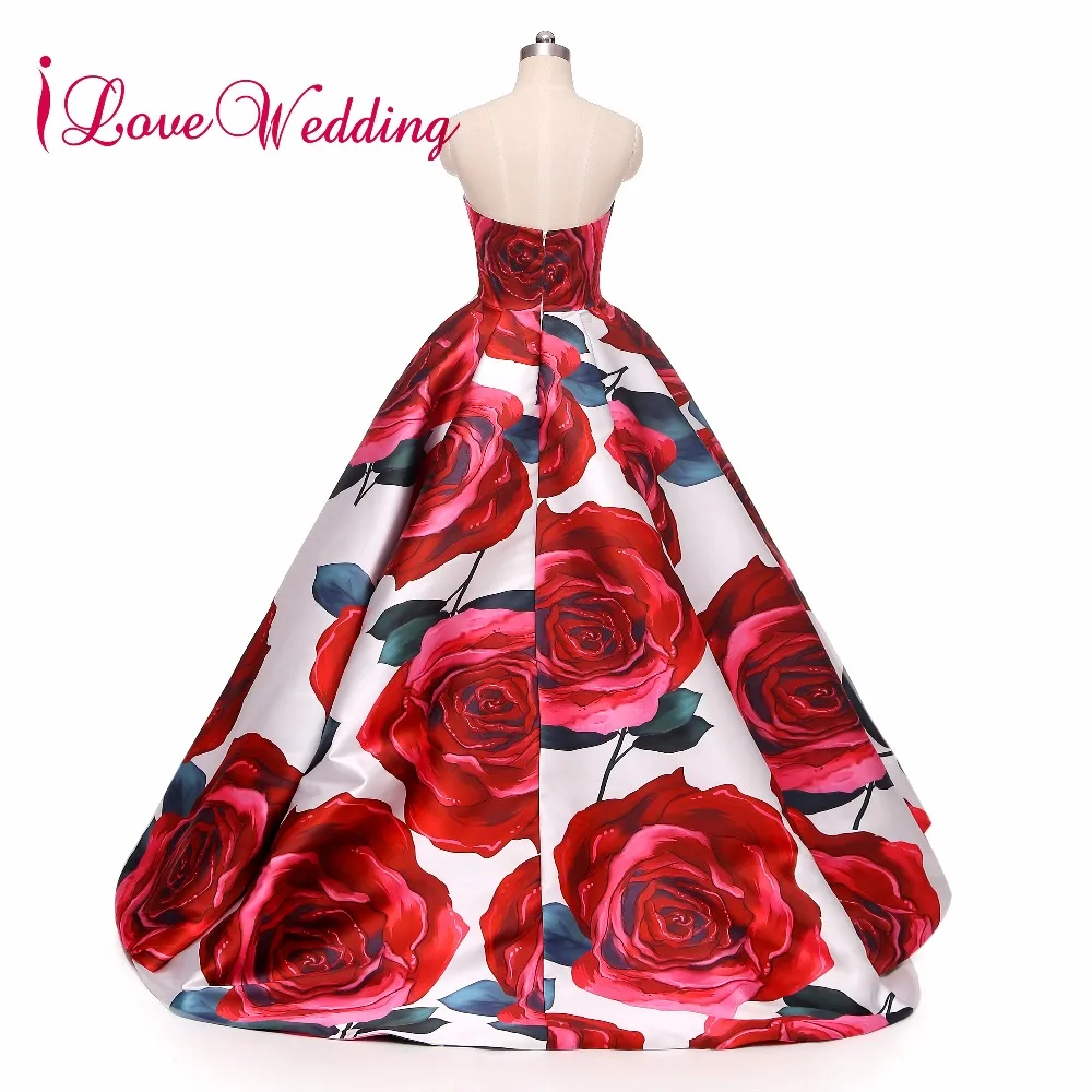 ILoveWedding вечернее платье без бретелек Hi-low Robe De Soiree цветочный принт официальное длинное праздничное длинное платье Настоящее фото