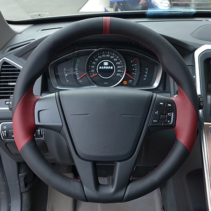 BANNIS сшитый вручную черный чехол рулевого колеса автомобиля из натуральной кожи