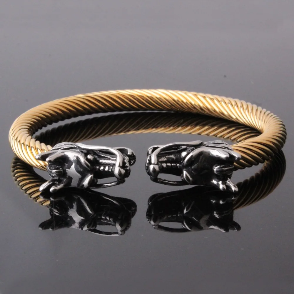 Новый мужской Эластичный регулируемый браслет серебряного цвета с головой