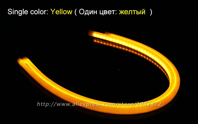 Белого и желтого цвета в красном цвете Новые комплекты 2 шт. 60 см DRL гибкий