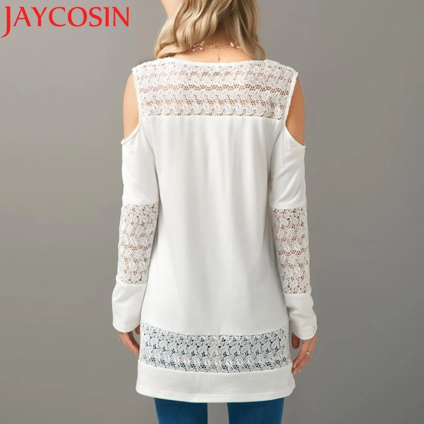 2018 футболка Для женщин леди Повседневное бабочка кружева с открытыми плечами