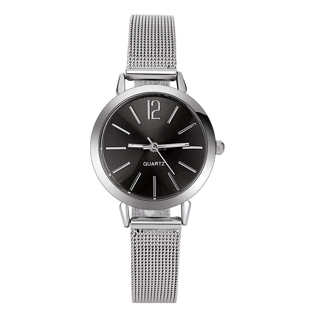 2019 модные Нержавеющая сталь из сетчатого материала женские часы браслет простые