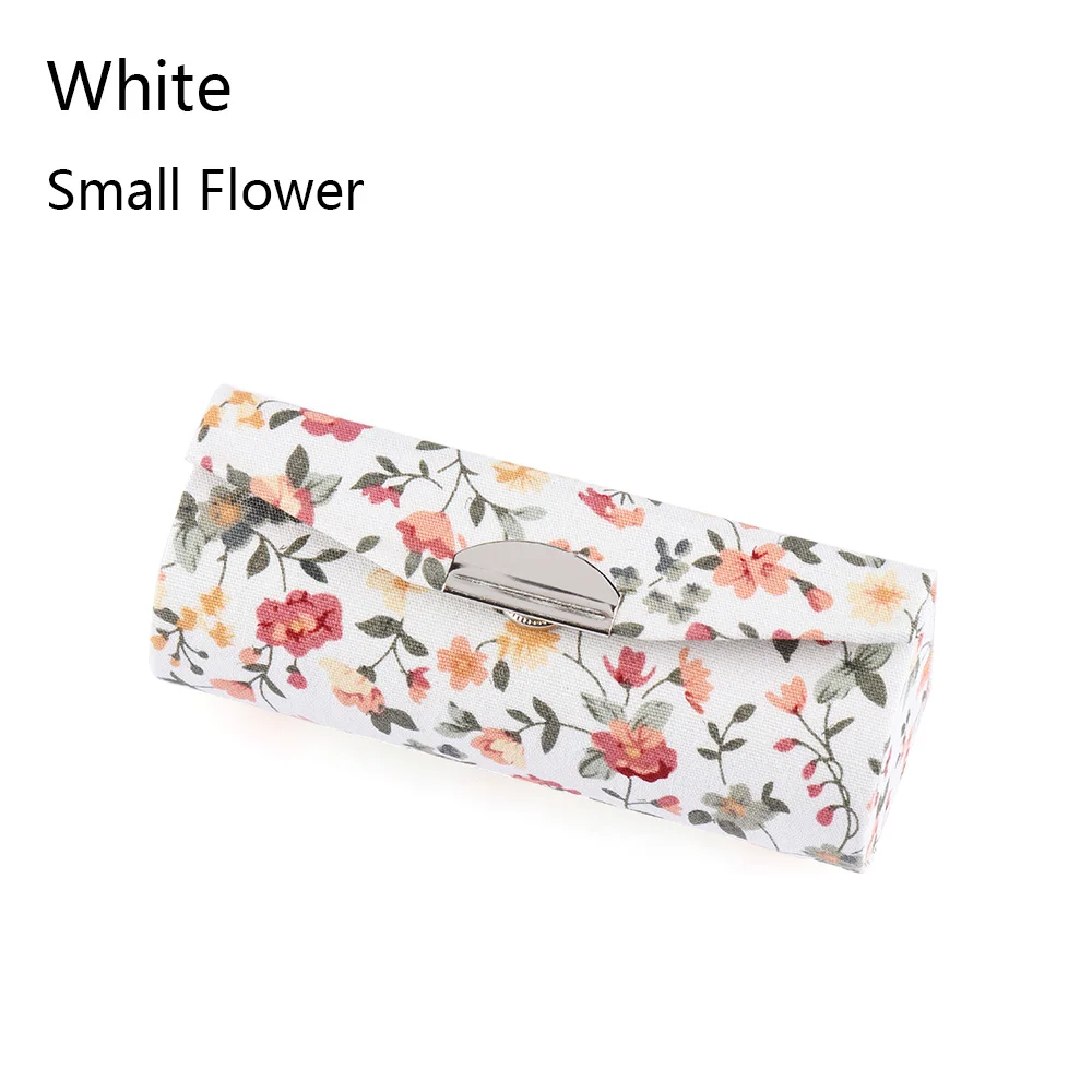 small flower 1 шт органайзер для помад ретро вышитые цветочный дизайн подставка для губной помады шкатулка с зеркалом губ глянцевая коробка упаковка ювелирных изделий Accessorices - Цвет: small flower