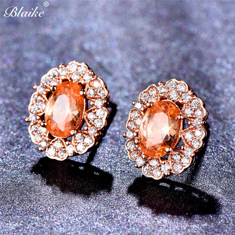 Blaike Boutique шампанское/белый круглый кубический циркон серьги гвоздики для женщин
