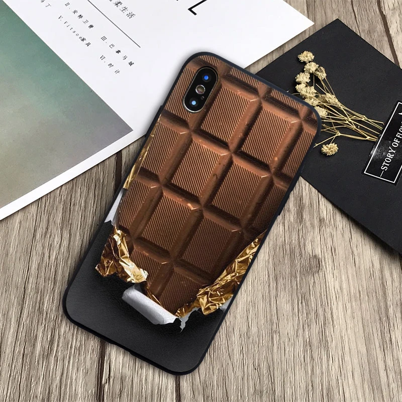 Мягкий силиконовый черный чехол для телефона alenka bar wonka с изображением шоколада