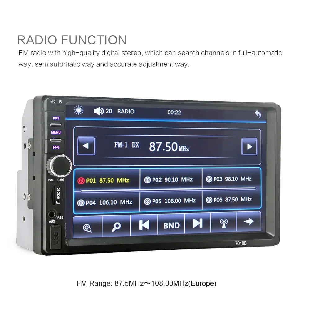 Konnwei 7018B 2 DIN 7 дюймов ЖК-дисплей Сенсорный экран автомобиля Радио плеер Bluetooth Аудиомагнитолы автомобильные Поддержка заднего вида Камера