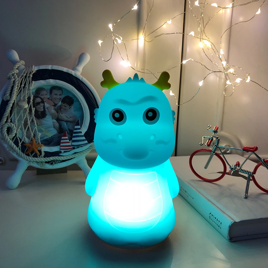 Cute Dragon Night Light For Children Bedroom Lamp Dinosaur LED Nightlight Child Lights Beside Baby Christmas Xmas Gifts | Лампы и