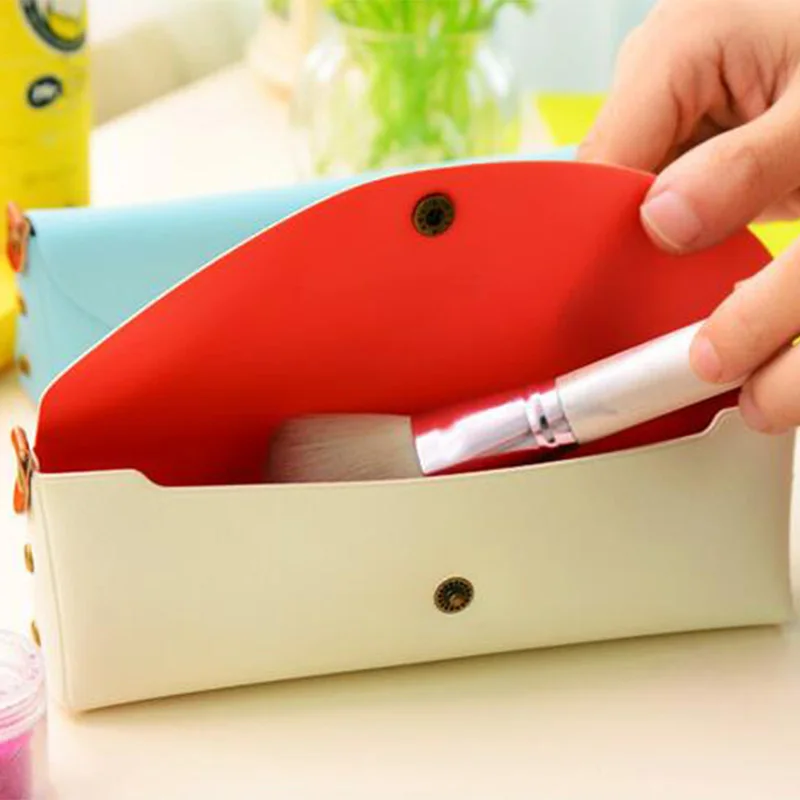 

6 colors for choice , Personal Solid Color Pencil Bag As Cosmetic Bag for Girls