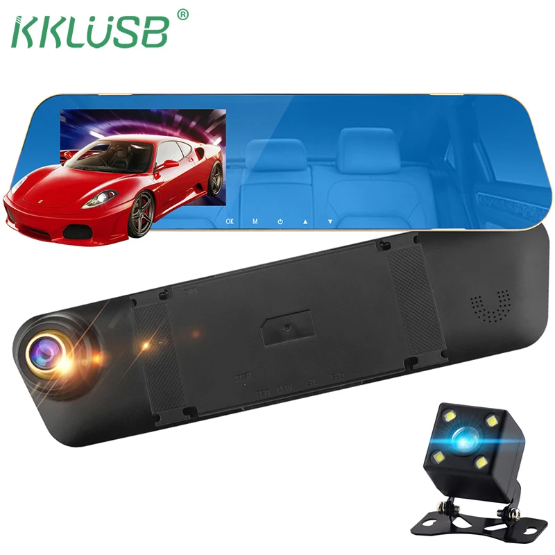 4 3 ips дюймов Full FHD 1080P dvr dash cam era зеркало с двумя объективами камера заднего вида