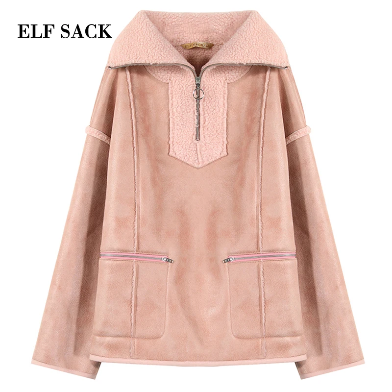 ELFSACK зимняя одежда новые женские куртки полный отложной воротник искусственный