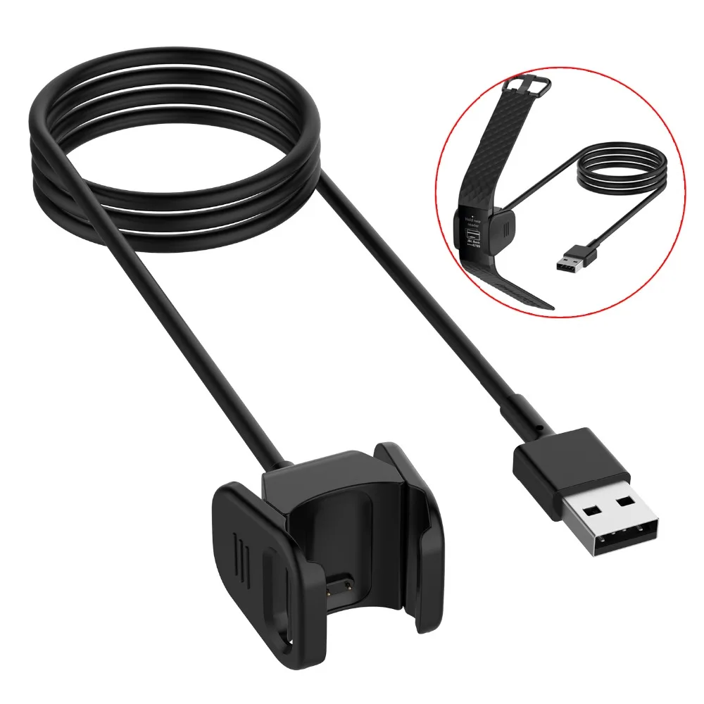 

55cm / 100cm Portable USB Charger for Fitbit Charge 3 Fitness Activity Tracker Smartwatch Charging Cable Cord Clip Charger Cable